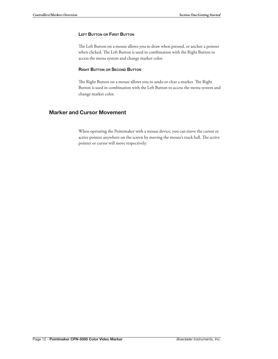 Marker and cursor movement | Pointmaker CPN-5000 User Manual | Page 18 / 167