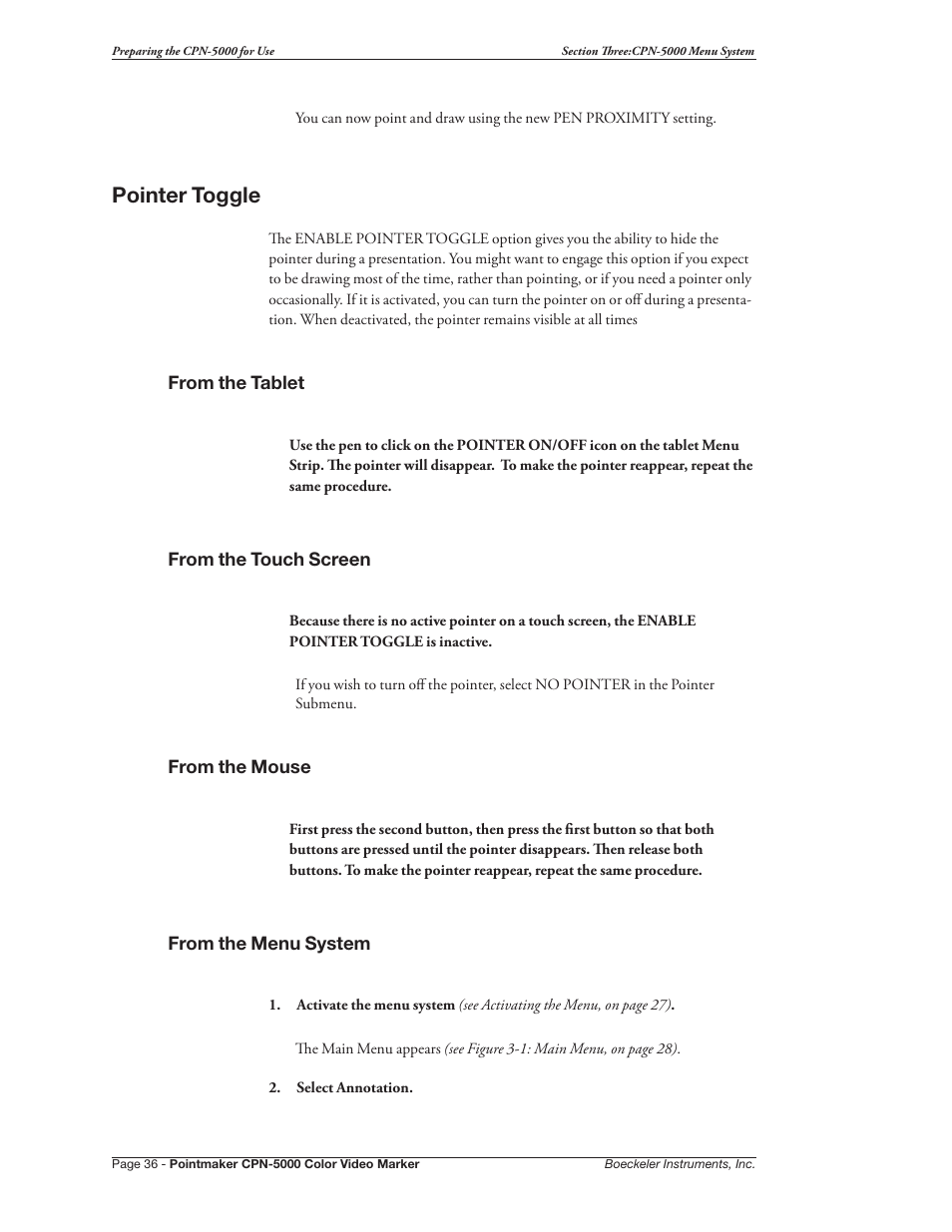 Pointer toggle | Pointmaker CPN-5000 User Manual | Page 42 / 167