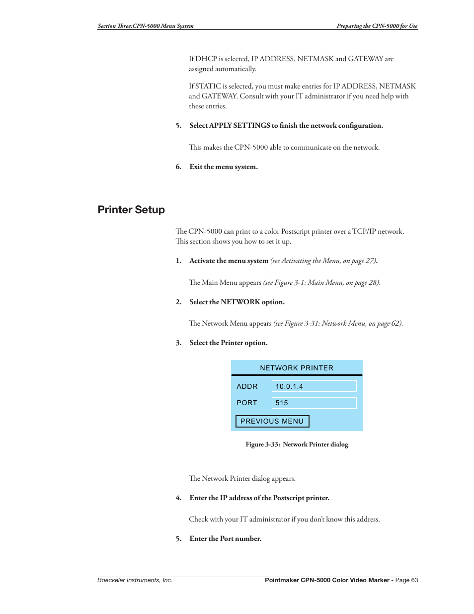 Printer setup | Pointmaker CPN-5000 User Manual | Page 69 / 167