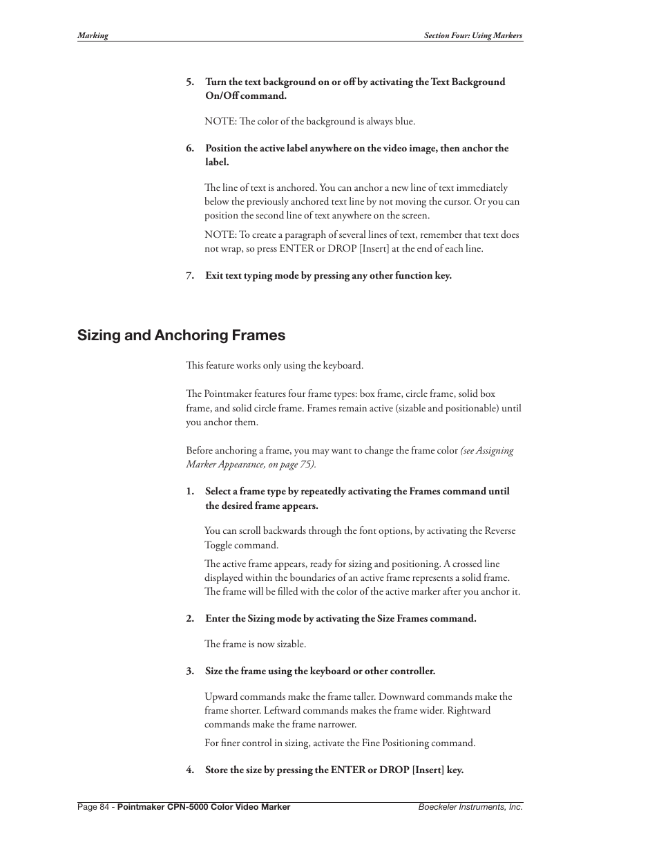 Sizing and anchoring frames | Pointmaker CPN-5000 User Manual | Page 90 / 167