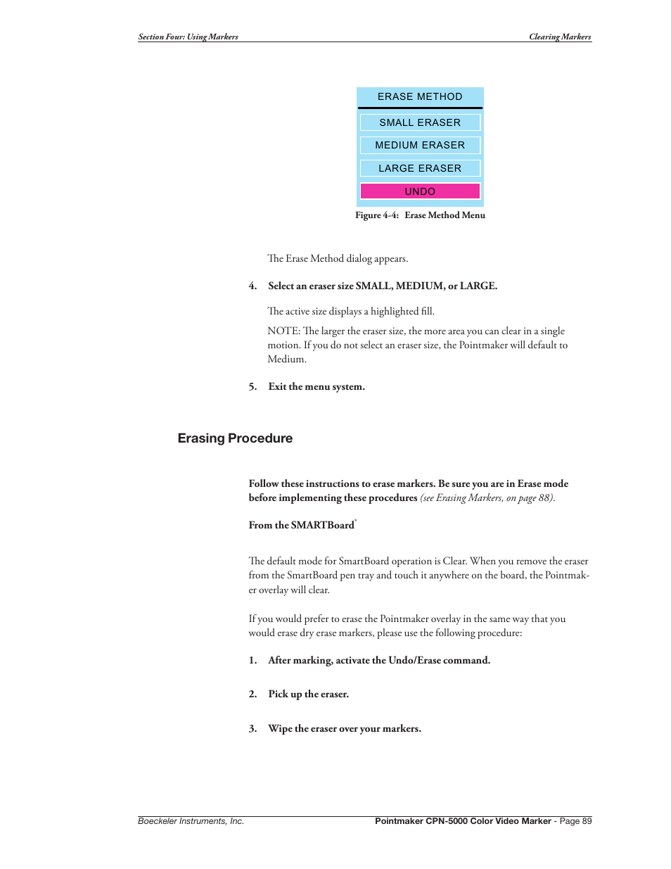 Erasing procedure | Pointmaker CPN-5000 User Manual | Page 95 / 167