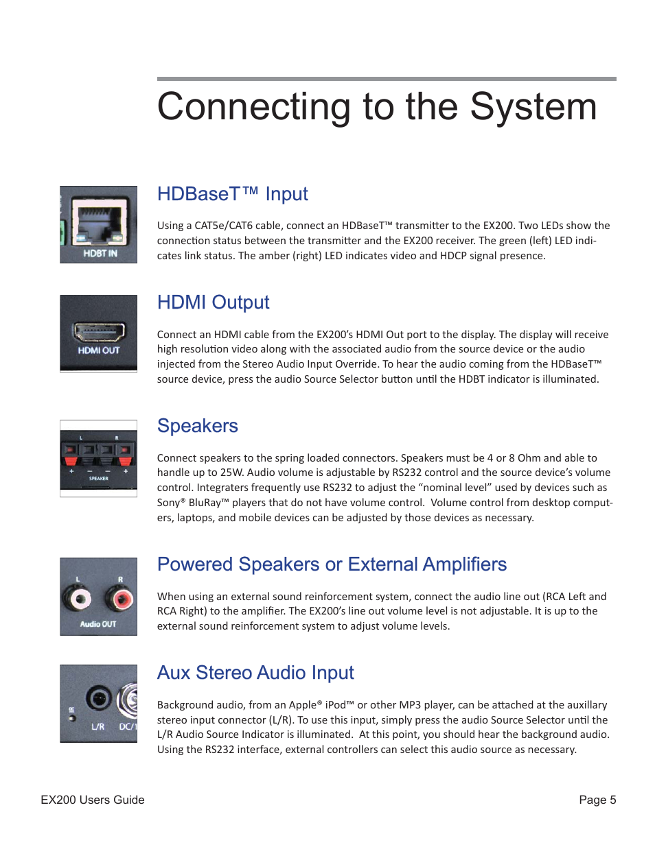 Connecting to the system | Presentation Switchers EX200 User Manual | Page 5 / 8