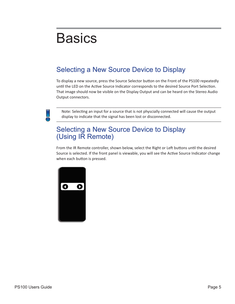 Basics | Presentation Switchers PS100 User Manual | Page 5 / 7