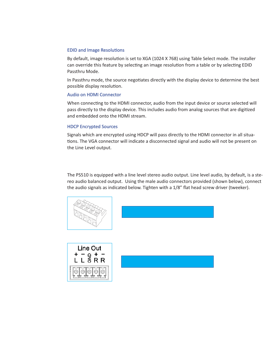 Connecting audio output devices | Presentation Switchers PS510 User Manual | Page 10 / 23