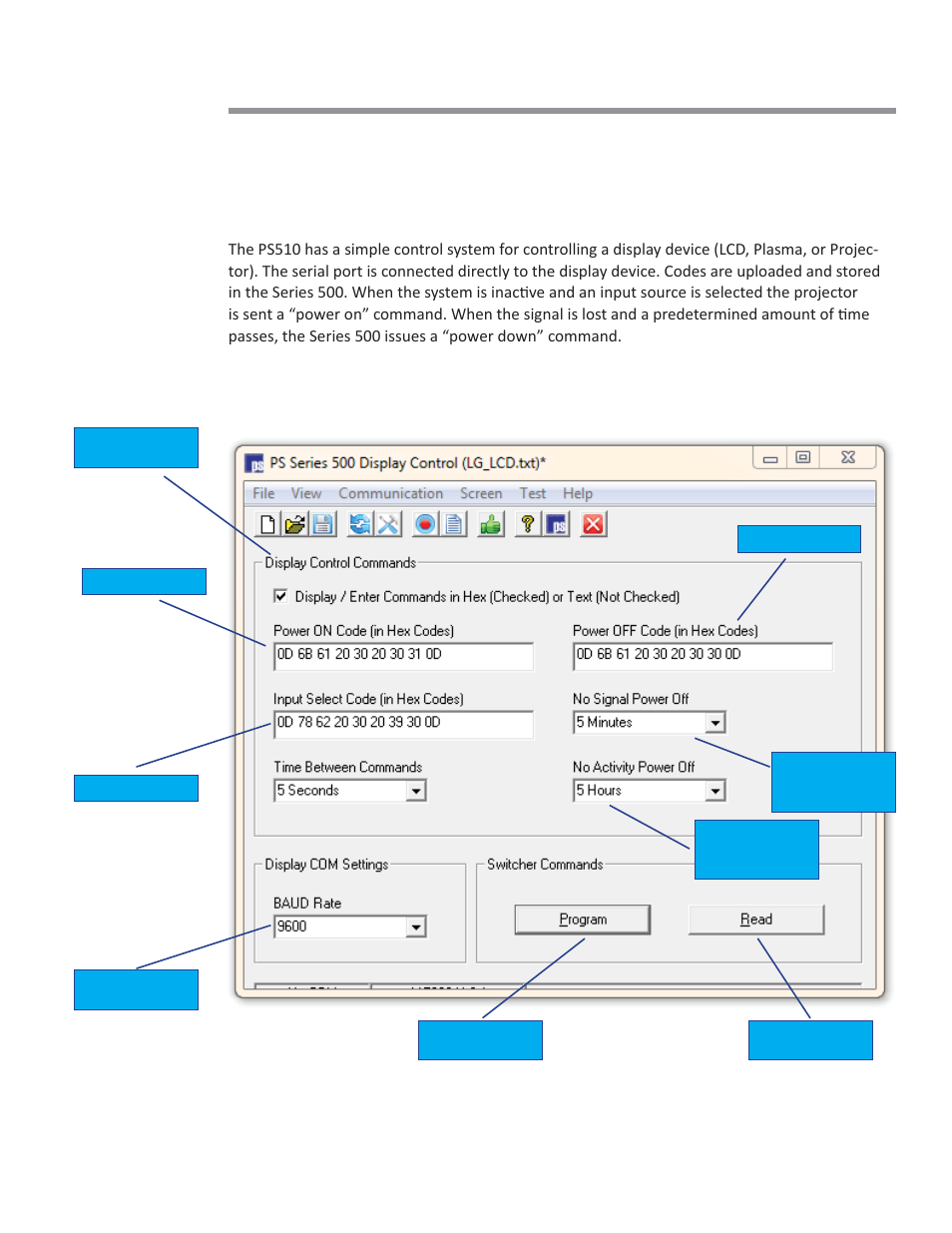 Ps500 display control, Main form | Presentation Switchers PS510 User Manual | Page 15 / 23