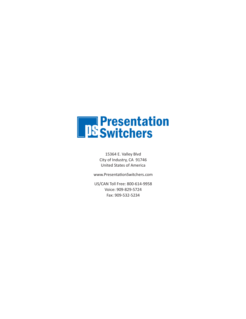 Presentation switchers | Presentation Switchers PS510 User Manual | Page 23 / 23