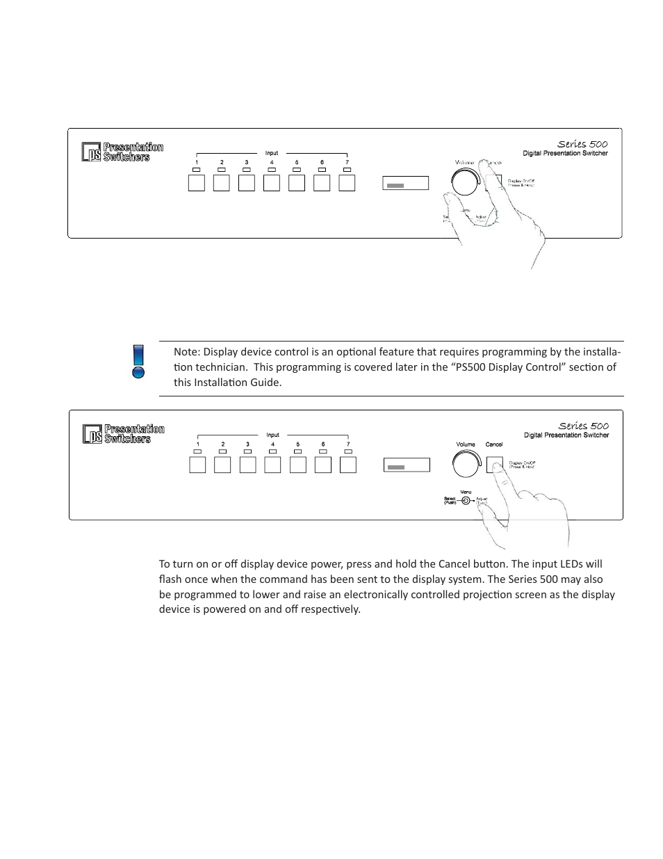 Turning the display device on / off | Presentation Switchers PS550 User Manual | Page 15 / 41