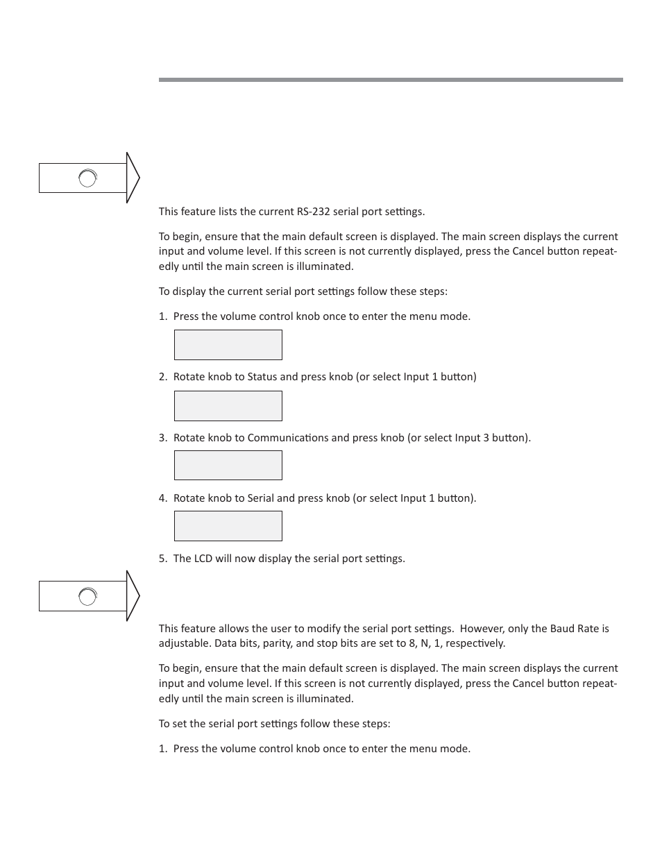 Control settings, Display serial port settings, Set serial port settings | Presentation Switchers PS550 User Manual | Page 22 / 41