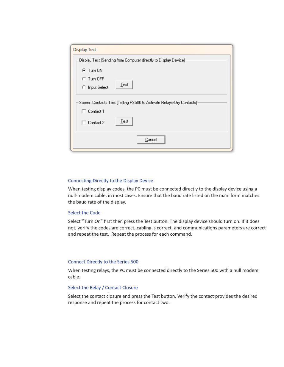 Testing the display codes, Testing the relays | Presentation Switchers PS550 User Manual | Page 32 / 41