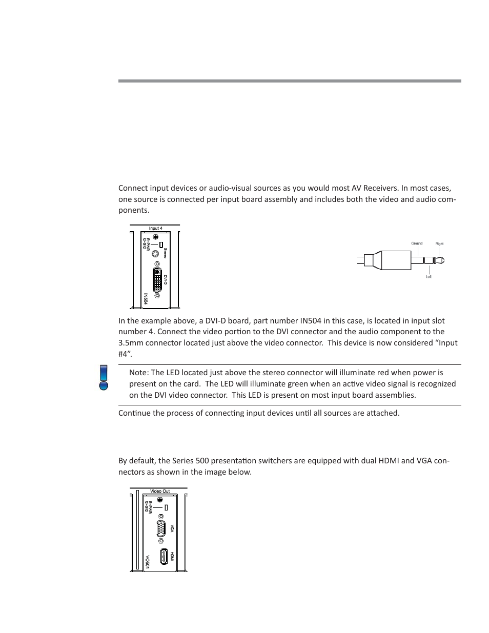 Connecting devices, Input devices / sources, Connecting display devices | Presentation Switchers PS550 User Manual | Page 9 / 41