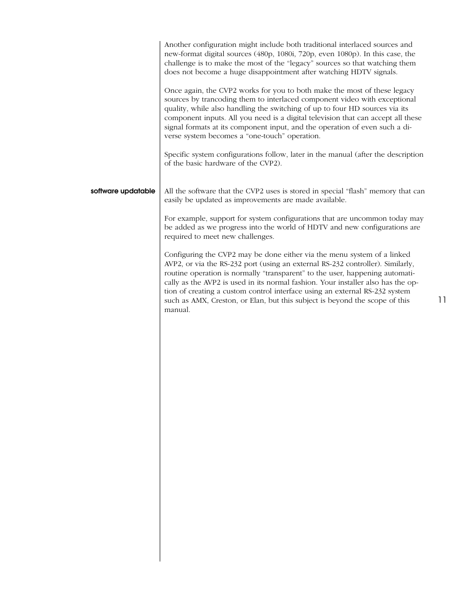Software updatable, Front panel | Proceed CVP2 User Manual | Page 11 / 36