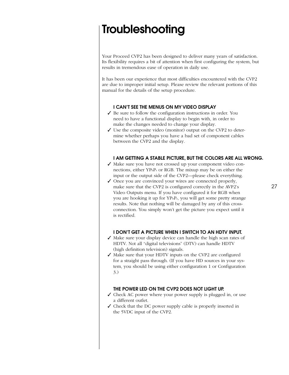 Troubleshooting, Care and maintenance | Proceed CVP2 User Manual | Page 27 / 36