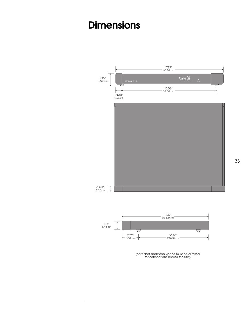 Dimensions | Proceed CVP2 User Manual | Page 33 / 36