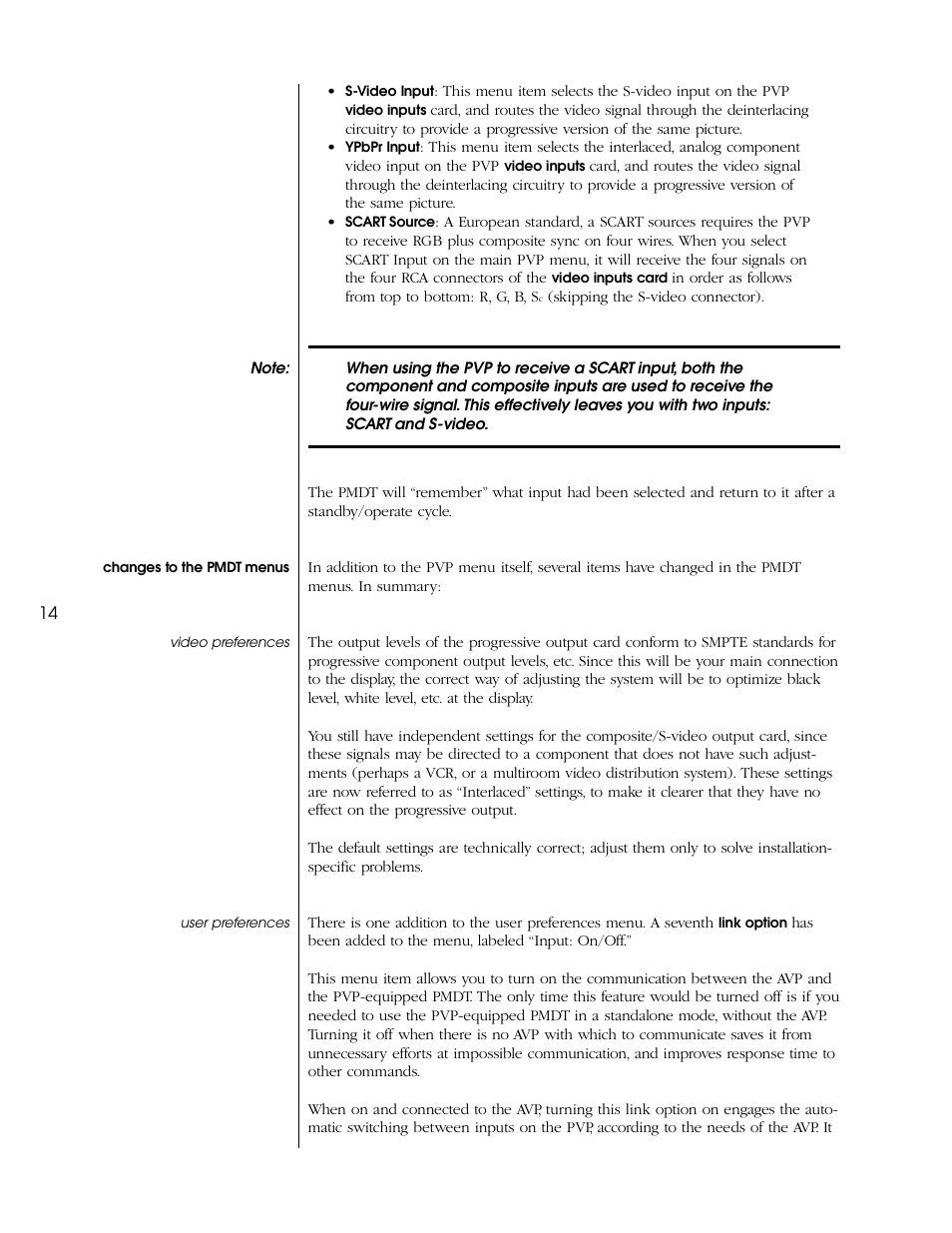 Changes to the pmdt menus, Video preferences, User preferences | Video preferences user preferences | Proceed PVP User Manual | Page 14 / 26