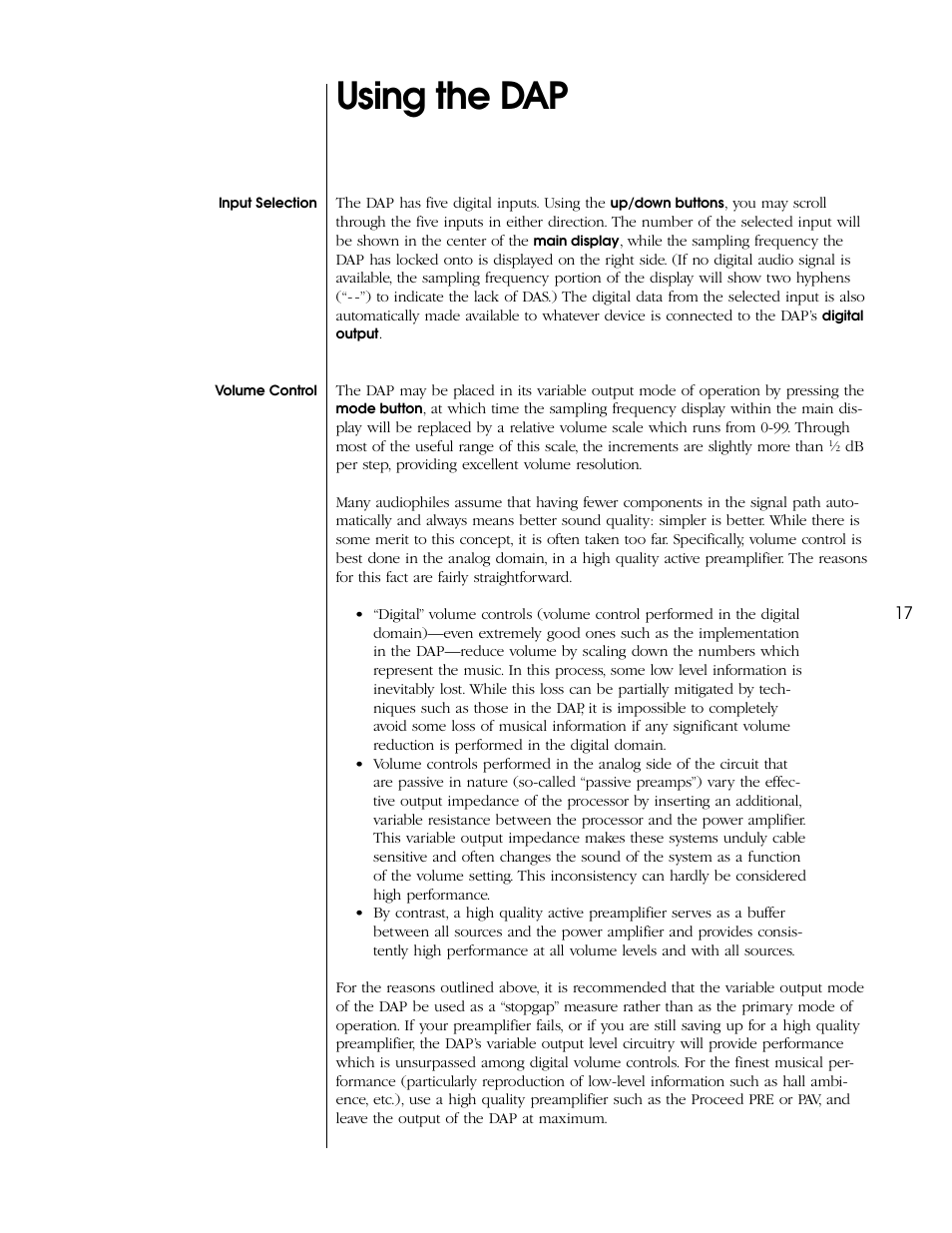 Using the dap | Proceed DAP (non-CE) User Manual | Page 17 / 28