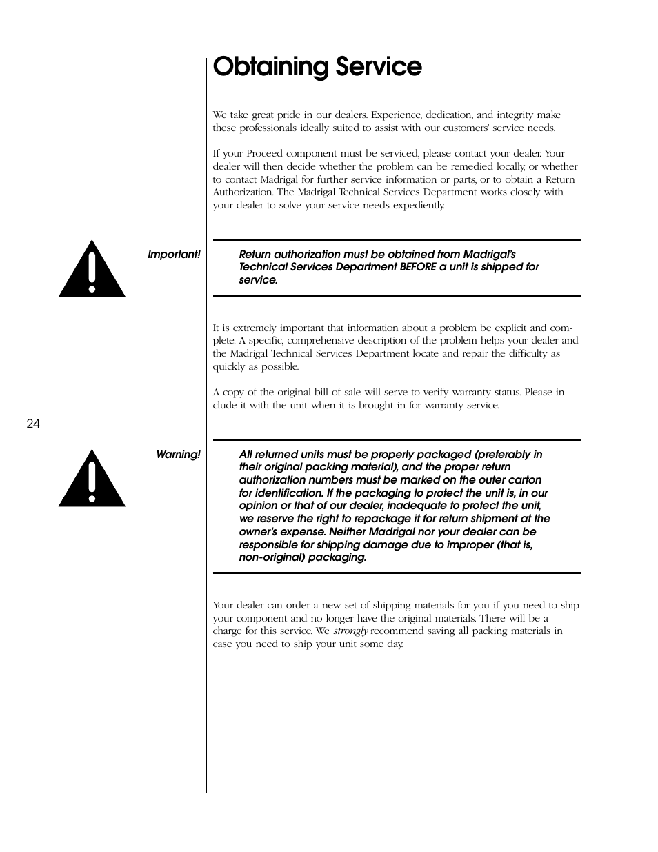 Obtaining service | Proceed DAP (non-CE) User Manual | Page 24 / 28