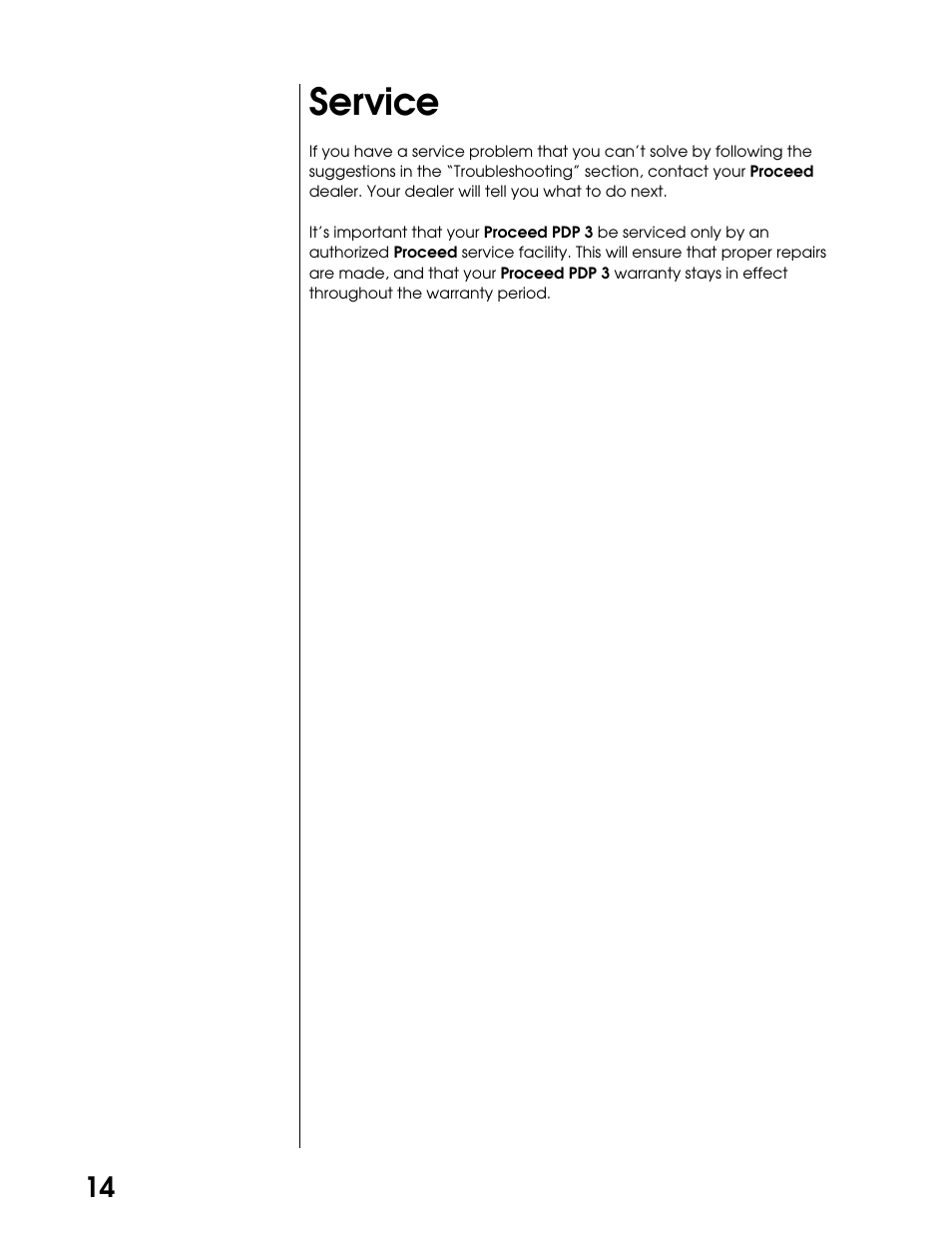 Service | Proceed PDP User Manual | Page 14 / 20
