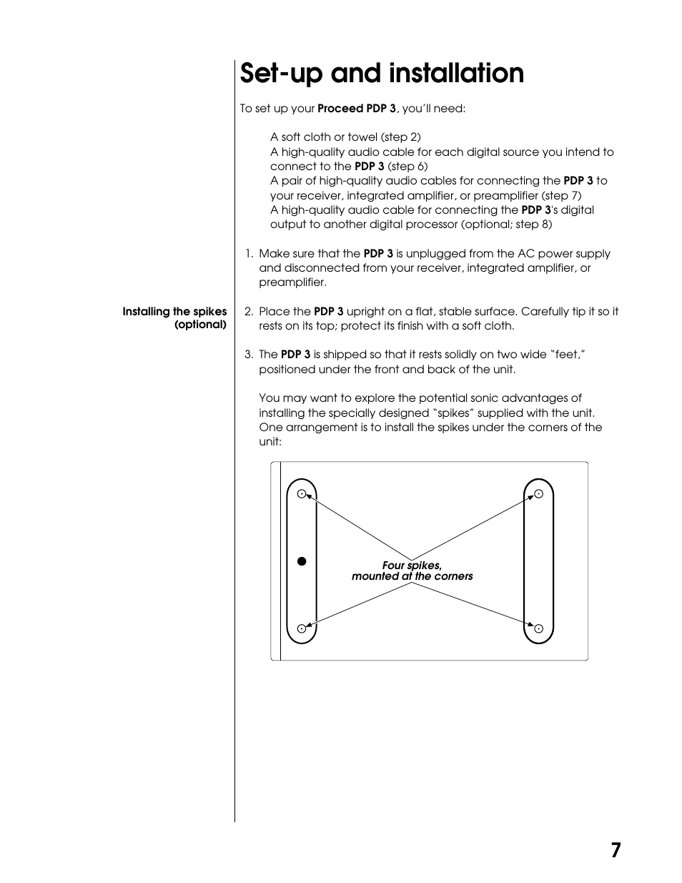 Set-up and installation | Proceed PDP User Manual | Page 7 / 20