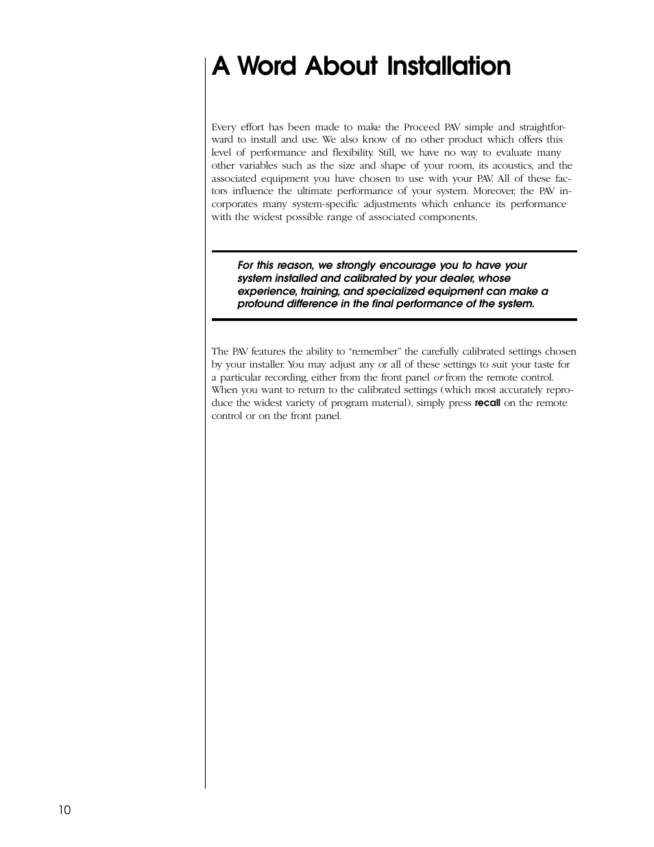 A word about installation | Proceed PAV User Manual | Page 10 / 80