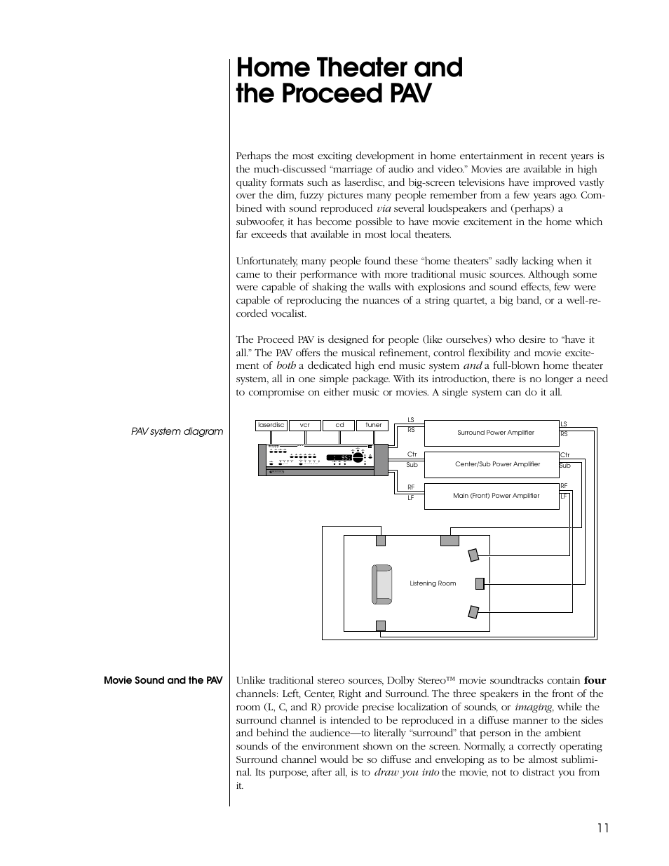 Home theater and the proceed pav | Proceed PAV User Manual | Page 11 / 80