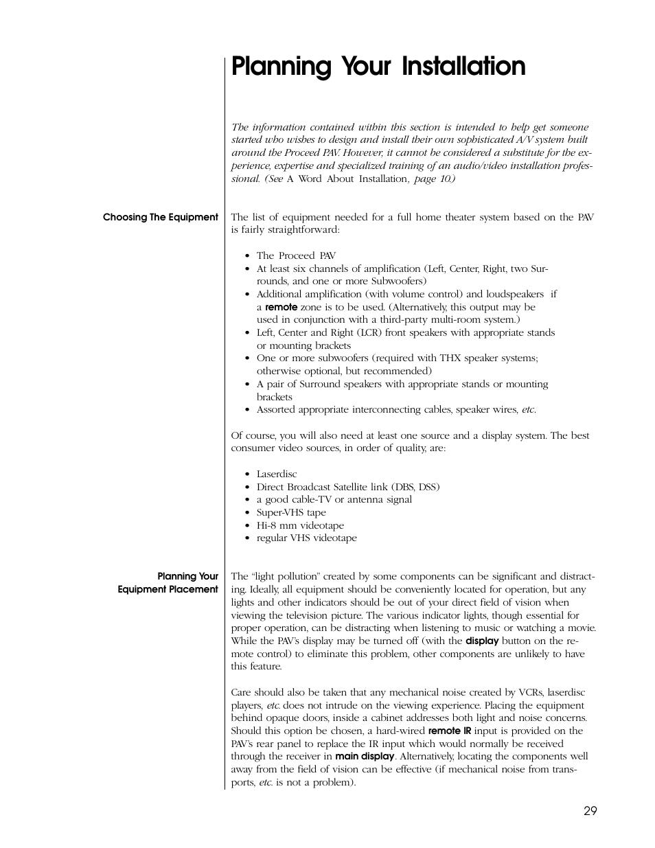 Planning your installation | Proceed PAV User Manual | Page 29 / 80