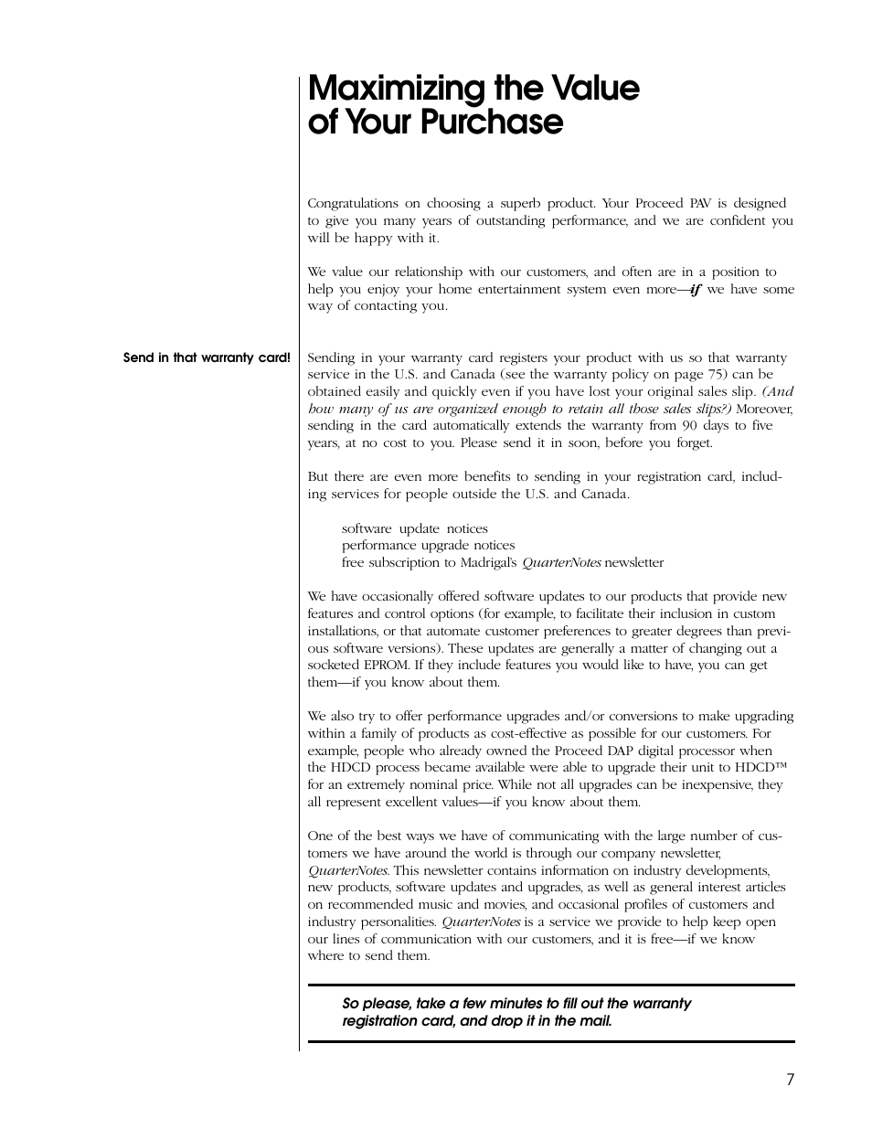 Maximizing the value of your purchase | Proceed PAV User Manual | Page 7 / 80