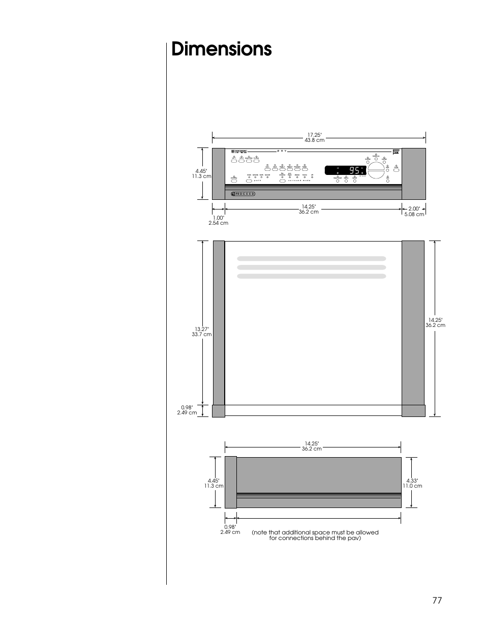 Dimensions | Proceed PAV User Manual | Page 77 / 80