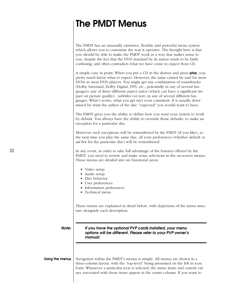 The pmdt menus | Proceed PMDT User Manual | Page 32 / 60