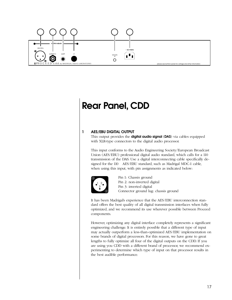 Rear panel, cdd | Proceed CDD User Manual | Page 17 / 40