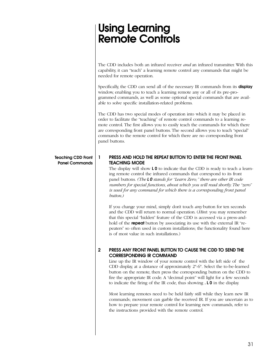 Using learning remote controls | Proceed CDD User Manual | Page 31 / 40