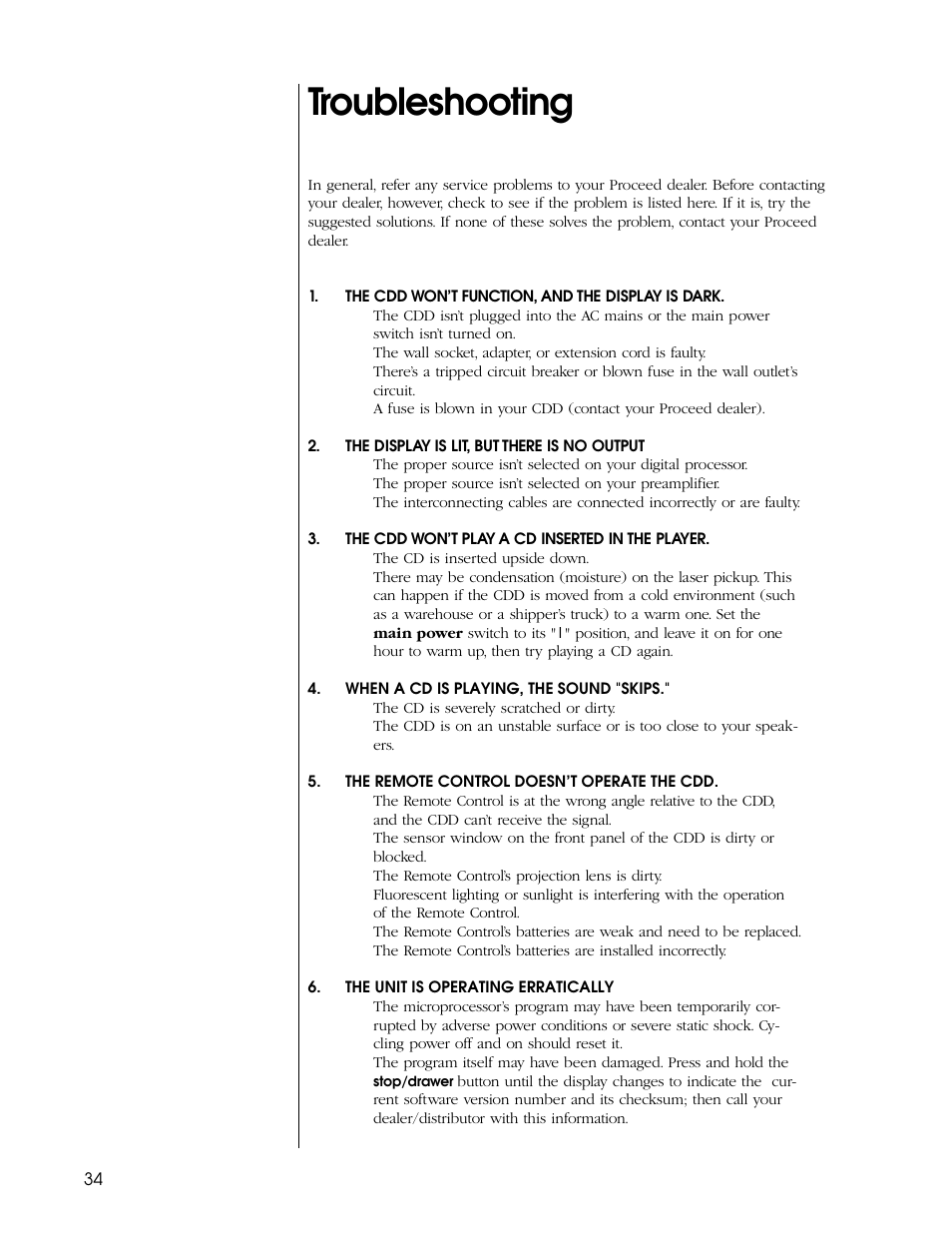 Troubleshooting | Proceed CDD User Manual | Page 34 / 40