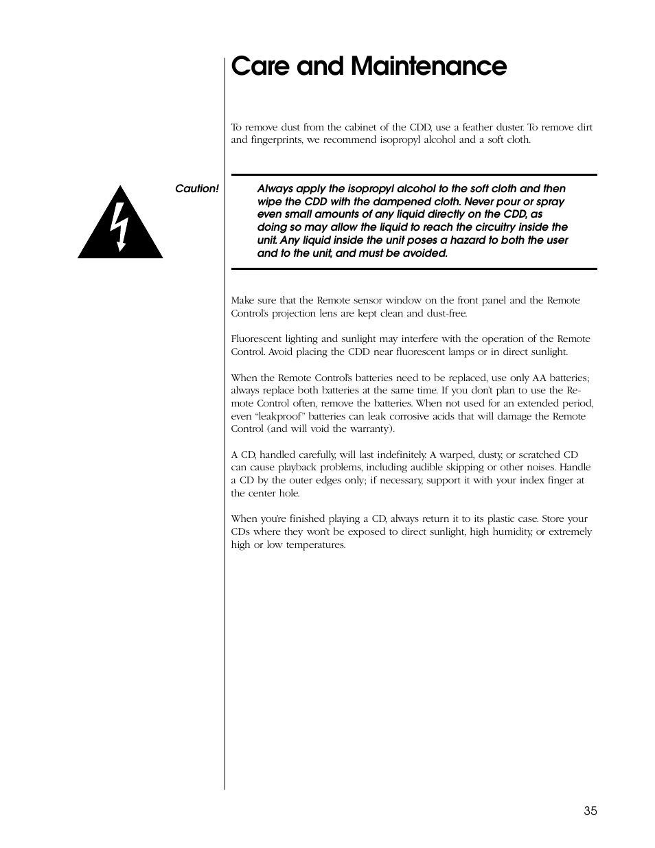 Care and maintenance | Proceed CDD User Manual | Page 35 / 40