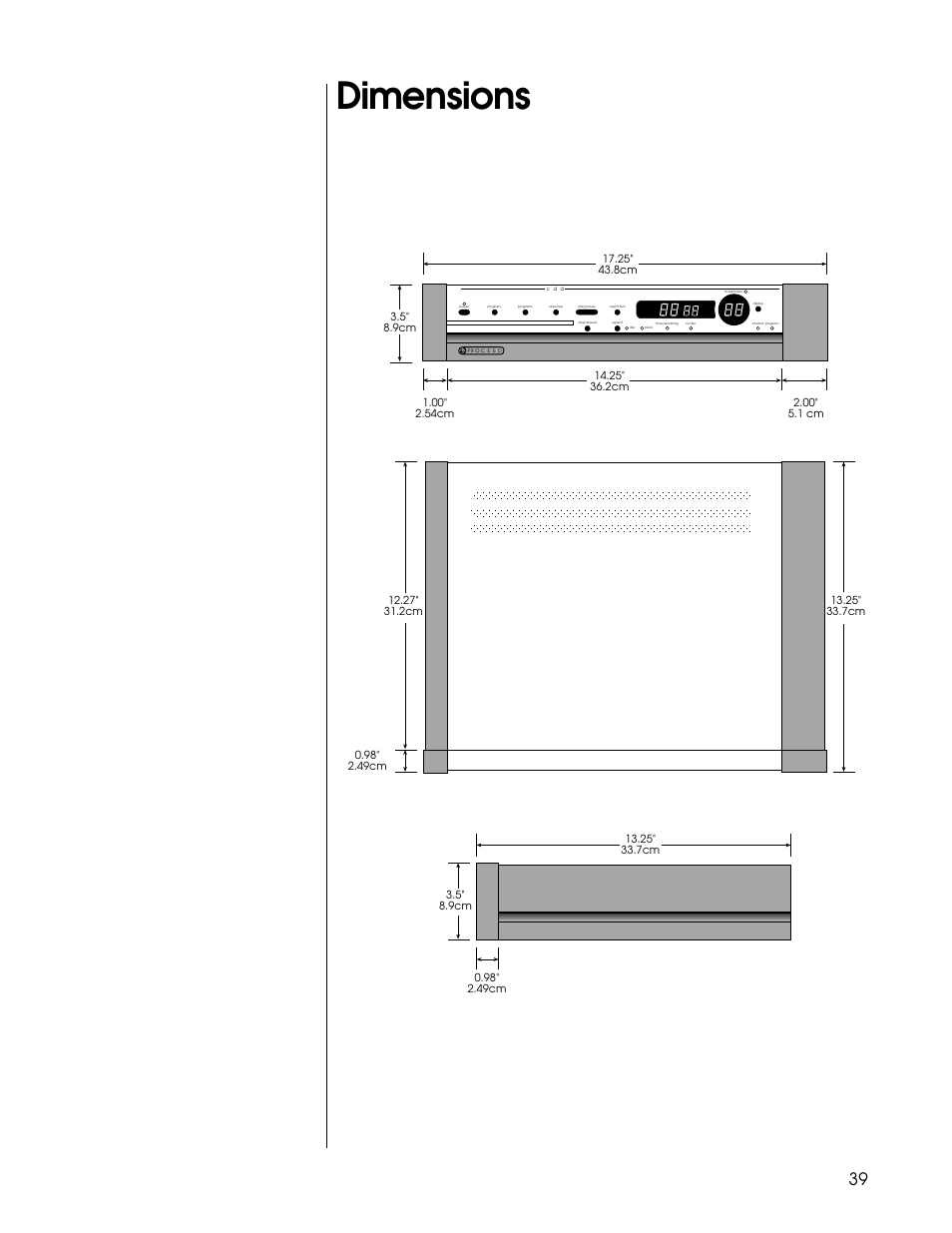 Dimensions | Proceed CDD User Manual | Page 39 / 40