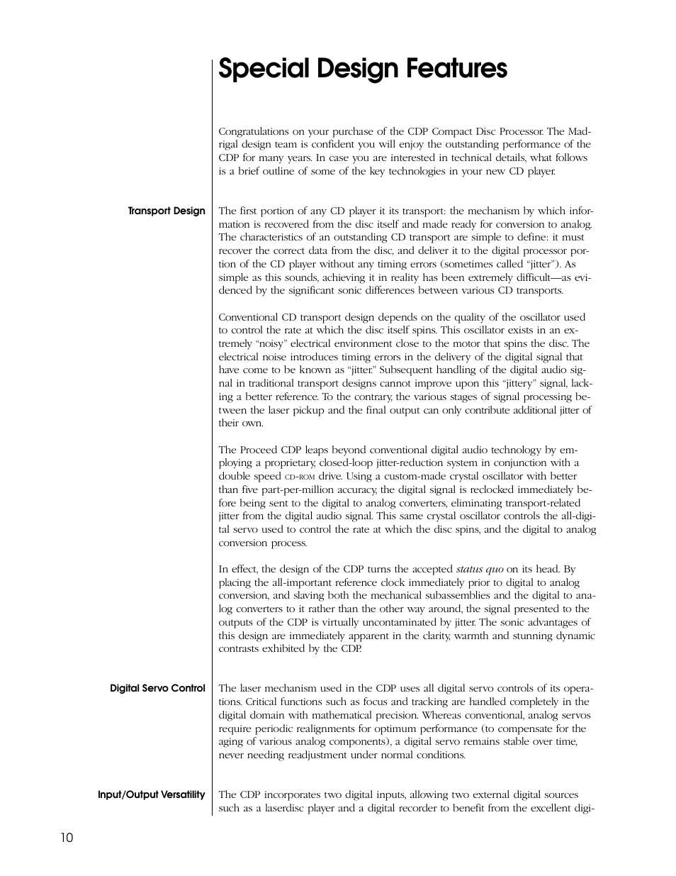 Special design features | Proceed CDP User Manual | Page 10 / 46