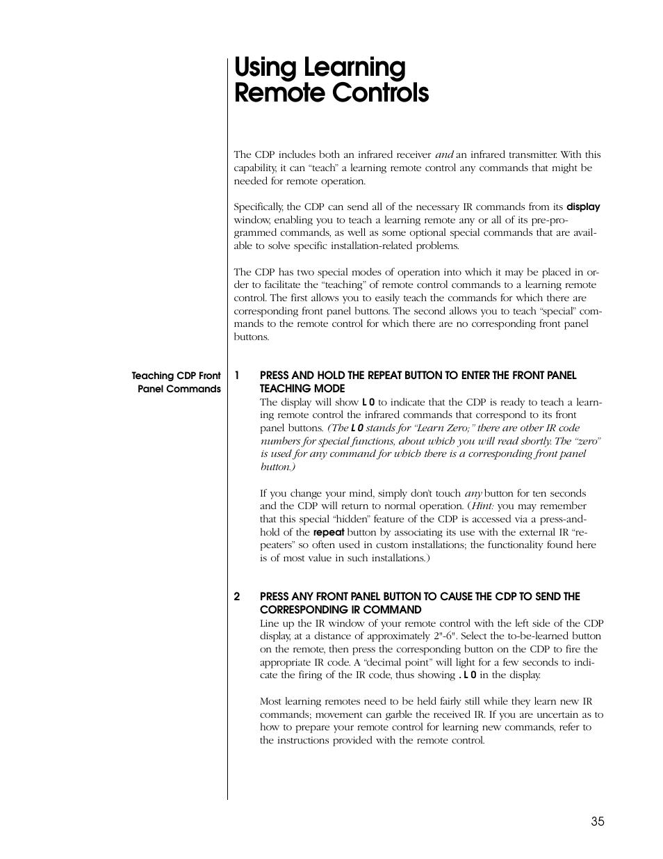 Using learning remote controls | Proceed CDP User Manual | Page 35 / 46