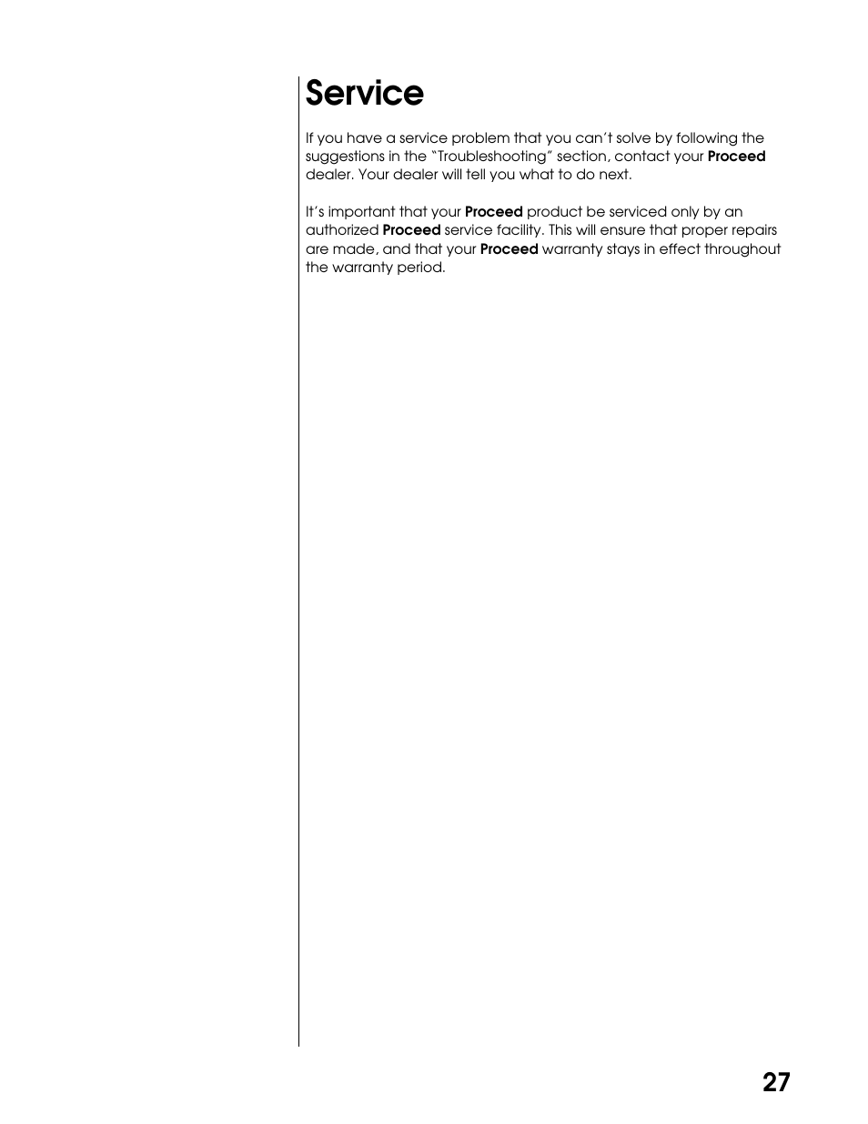 Service | Proceed PCD User Manual | Page 27 / 28