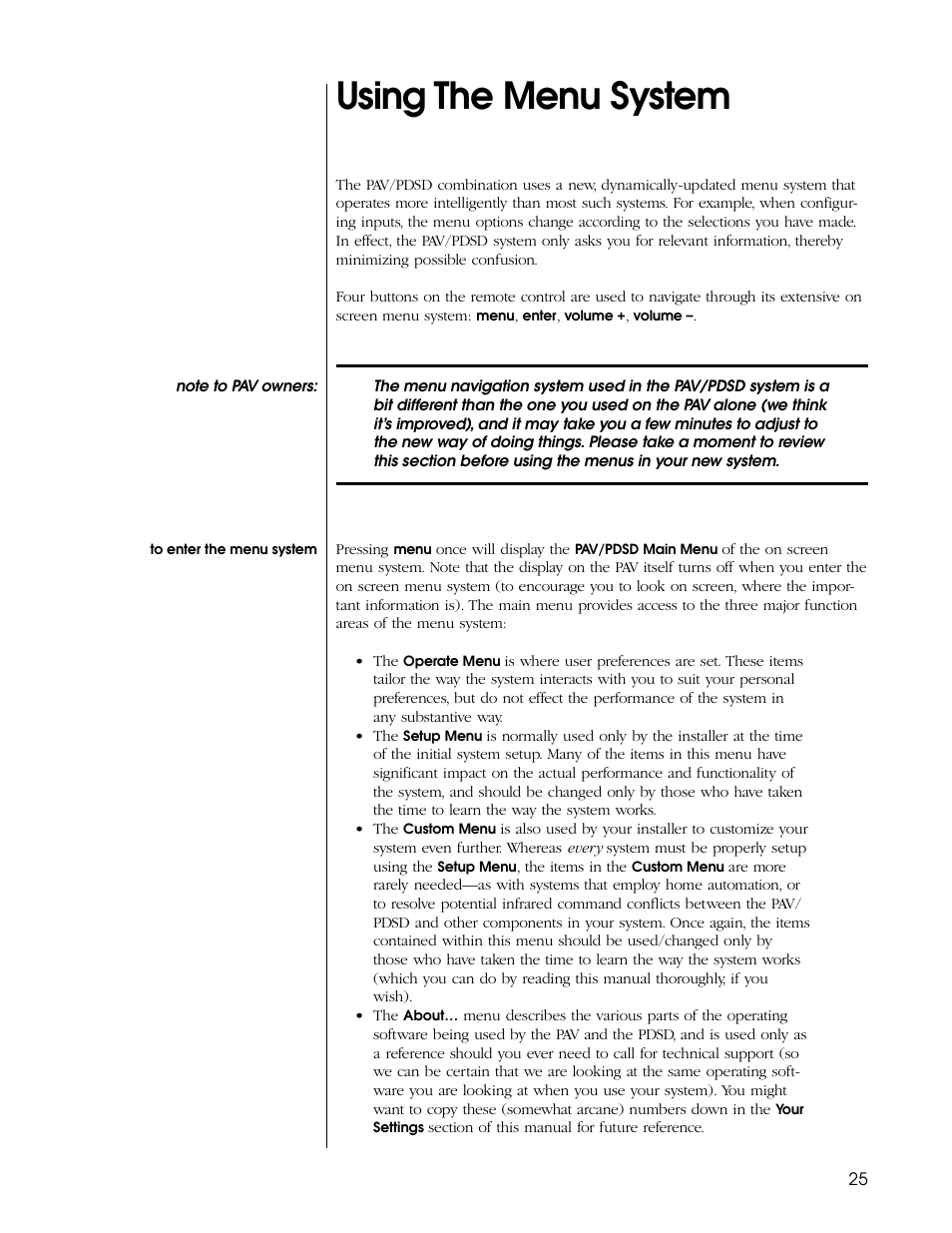 Using the menu system | Proceed PDSD User Manual | Page 25 / 92