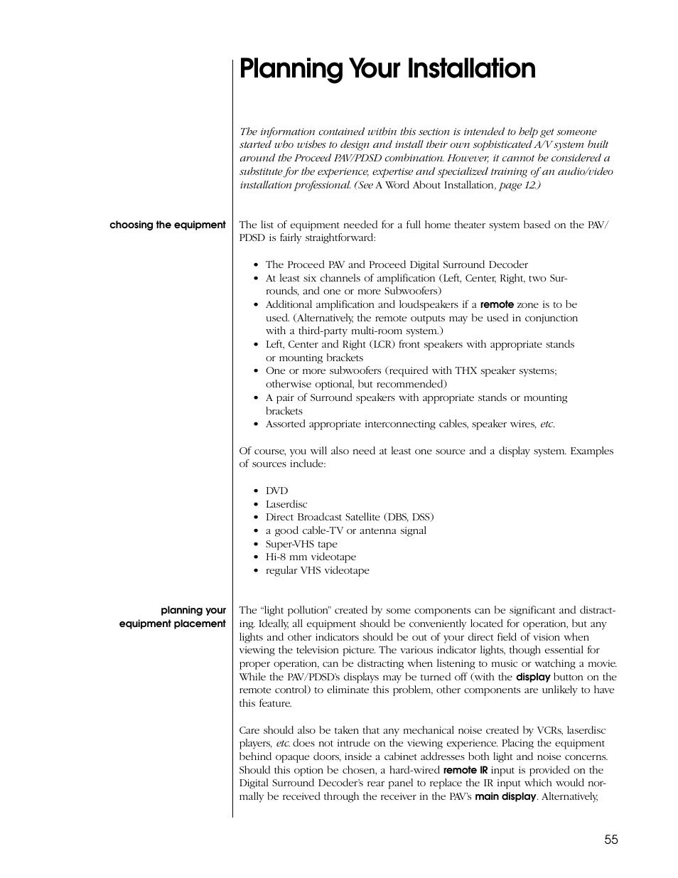 Planning your installation | Proceed PDSD User Manual | Page 55 / 92