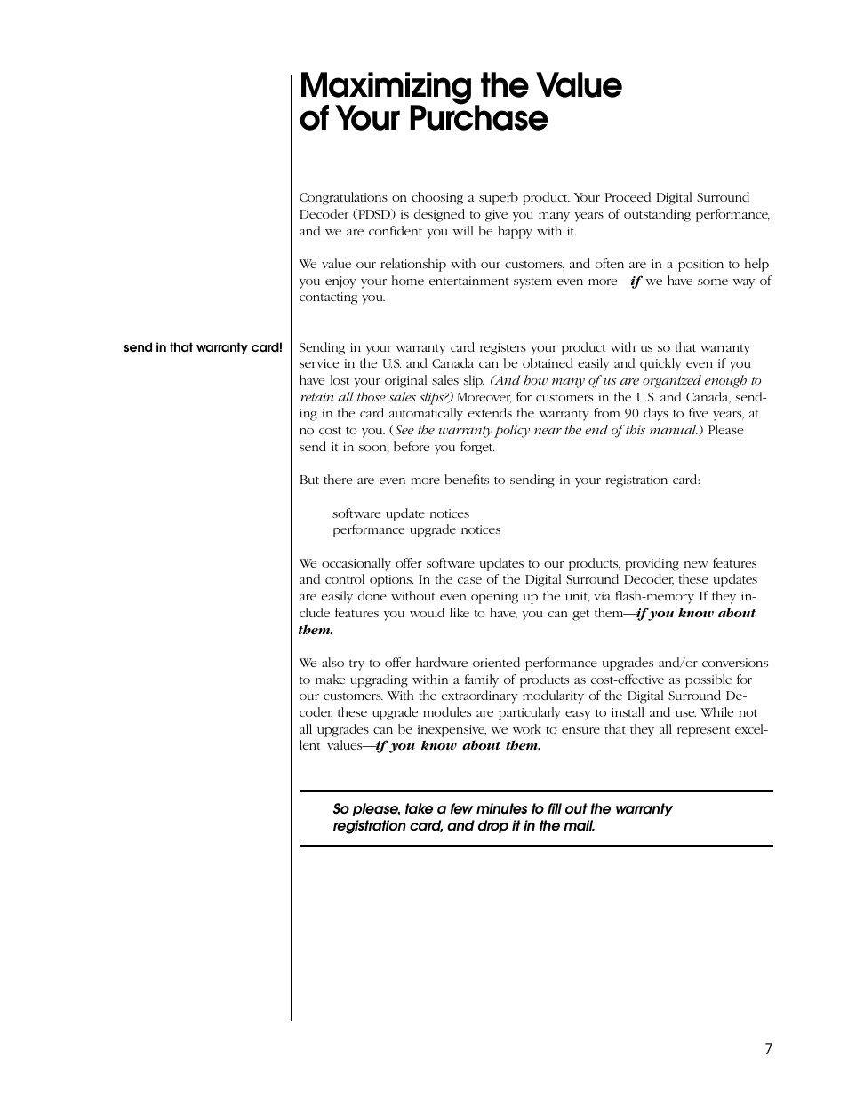 Maximizing the value of your purchase | Proceed PDSD User Manual | Page 7 / 92