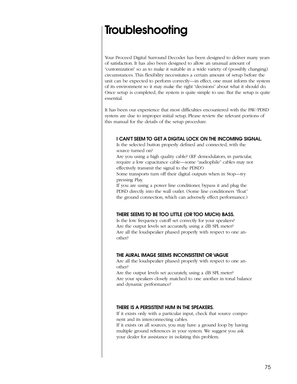 Troubleshooting | Proceed PDSD User Manual | Page 75 / 92