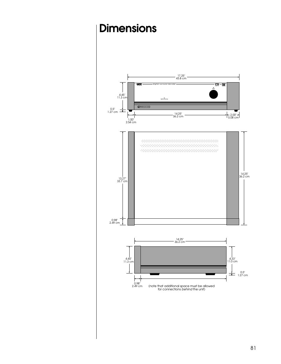 Dimensions | Proceed PDSD User Manual | Page 81 / 92