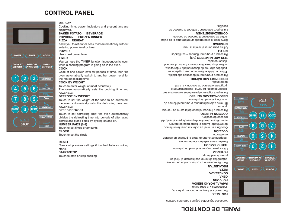 Panel de control, Control panel | Continental CP38711 User Manual | Page 8 / 12