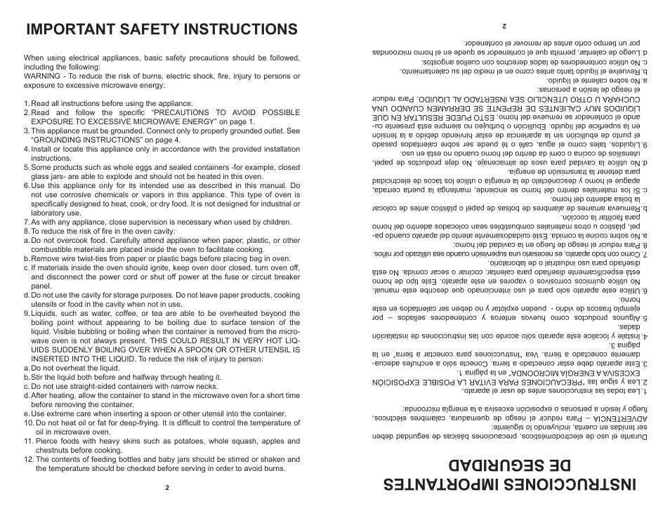 Instrucciones importantes de seguridad, Important safety instructions | Continental CP41119 User Manual | Page 3 / 17