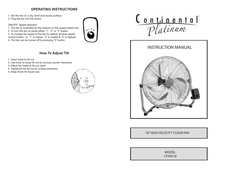 Instruction manual | Continental CP49518 User Manual | Page 4 / 4