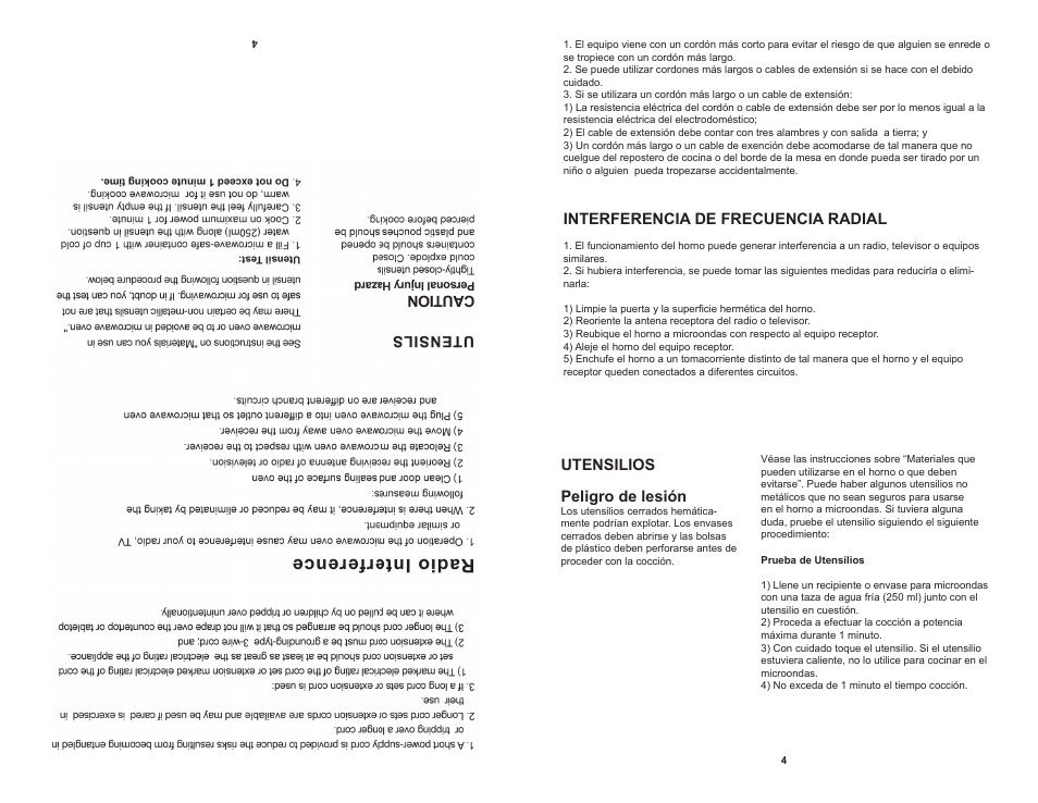 Interferencia de frecuencia radial, Utensilios peligro de lesión | Continental CP41079 User Manual | Page 15 / 20