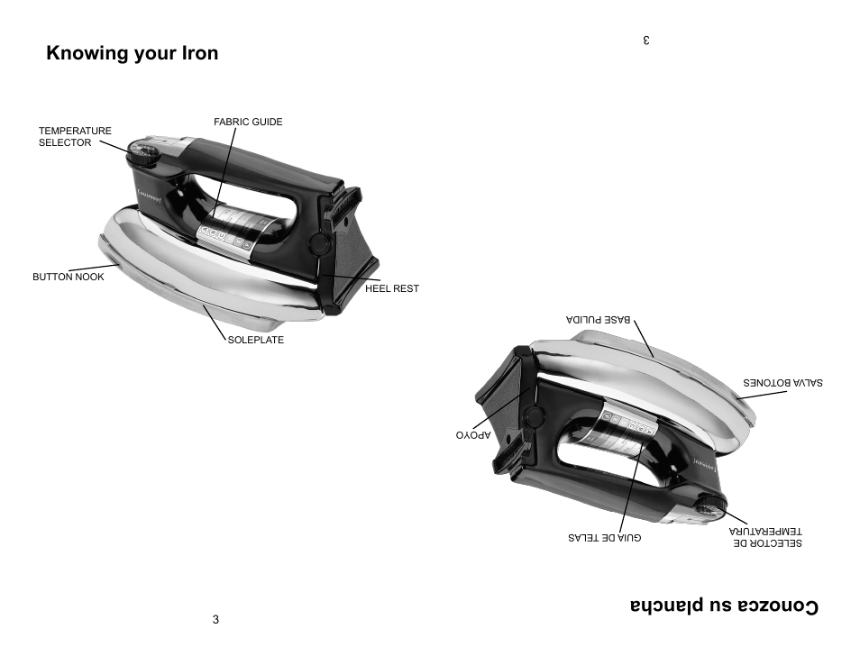 Knowing your iron conozca su plancha | Continental CP43001 User Manual | Page 4 / 4