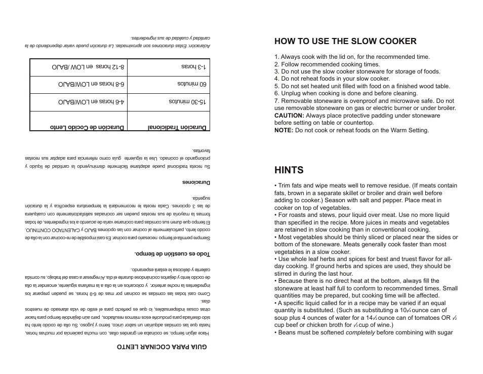 Hints, How to use the slow cooker | Continental CP43869 User Manual | Page 5 / 6