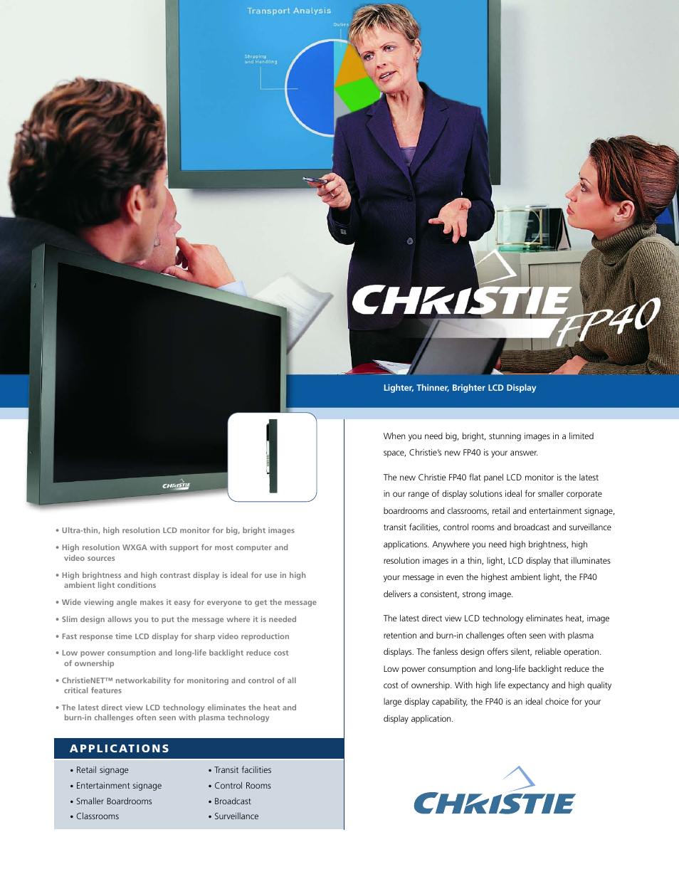 Christie Digital Systems Christie FP40 User Manual | 2 pages