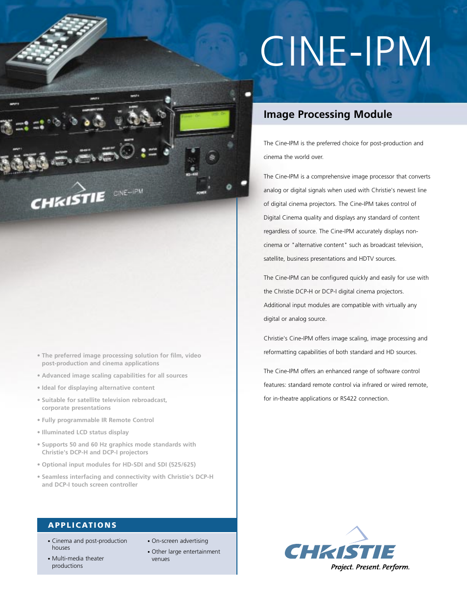 Christie Digital Systems Cine-IPM User Manual | 2 pages