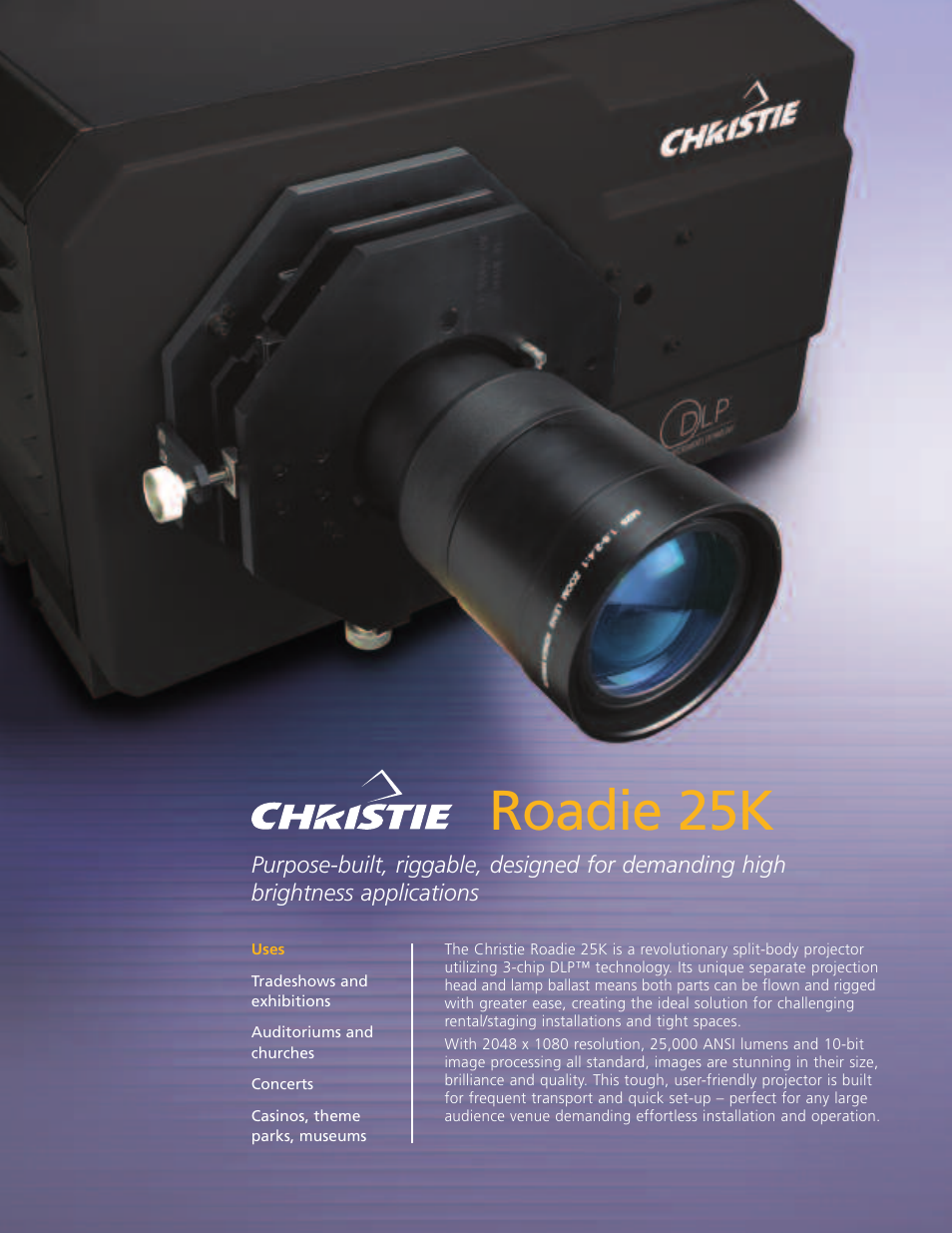 Christie Digital Systems Roadie 25K User Manual | 2 pages